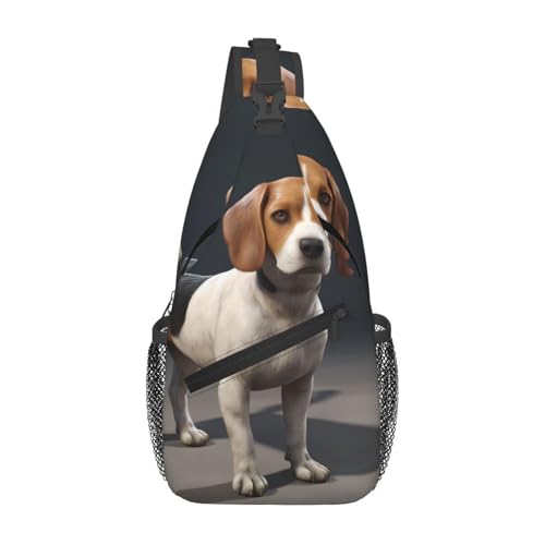 YYHWHJDE Cross-Brusttasche diagonal – hochwertige, langlebige und geräumige Umhängetasche für Damen und Herren, ovely Pet Dog Beagle Muster, Schwarz, Einheitsgröße von YYHWHJDE