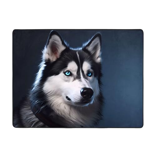 YYHWHJDE Husky Hundeteppich, 160 x 121,9 cm, weich, feiner Samt, waschbar, verschleißfest von YYHWHJDE