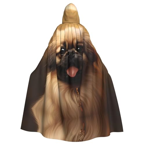 YYHWHJDE Kapuzenumhang mit Pekinese-Hundemuster, für Erwachsene, geeignet für Halloween, Cosplay-Kostüme, Weihnachten von YYHWHJDE