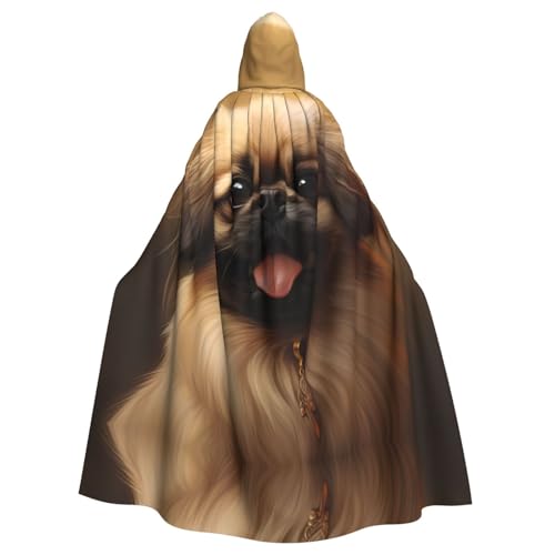 YYHWHJDE Kapuzenumhang mit Pekinese-Hundemuster, für Erwachsene, geeignet für Halloween, Cosplay-Kostüme, Weihnachtsfeiern von YYHWHJDE