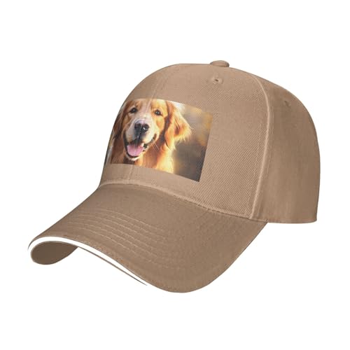 YYHWHJDE Lovely Golden Retriever Baseballkappe mit Hundebild, unisex, natürlich: atmungsaktiv, leicht von YYHWHJDE