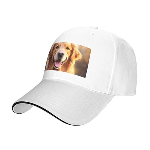 YYHWHJDE Lovely Golden Retriever Unisex Baseballkappe mit Hundebild, weiß: atmungsaktiv, leicht von YYHWHJDE