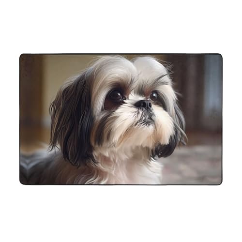 YYHWHJDE Shih Tzu Hundeteppich, 152,4 x 99,1 cm, weich, feiner Samt, waschbar, verschleißfest, keine Fusseln von YYHWHJDE