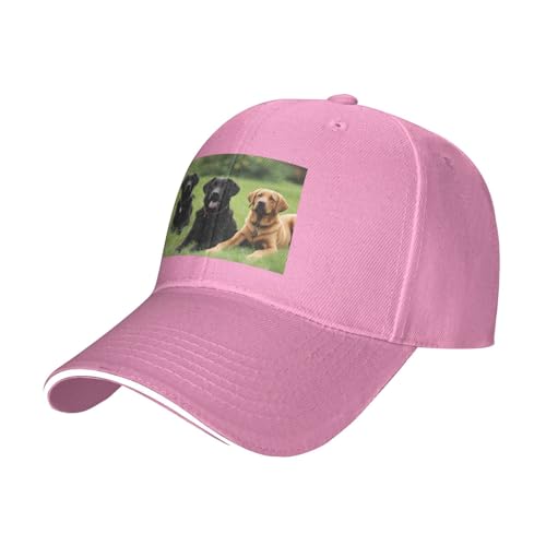 YYHWHJDE Unisex-Baseballkappe mit Labrador-Retriever-Hundemuster, schwarz: atmungsaktiv, leicht, Pink, Einheitsgröße von YYHWHJDE