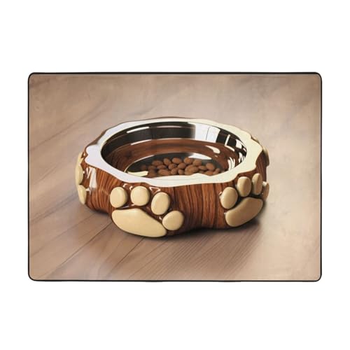 YYHWHJDE Woof Paw Teppich mit niedlichem Hundeknochen, 203,2 x 147,3 cm, weich im Griff, feiner Samt, waschbar, verschleißfest von YYHWHJDE