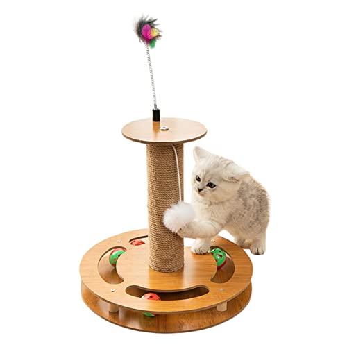 YYID 4-in-1-Katzenkratzbäume für Hauskatzen - Kitten Sisal Kratzbaum mit Bahnen Spielzeugbälle | Multifunktionales interaktives Katzenspielzeug für Hauskatzen Aller Rassen und Größen von YYID