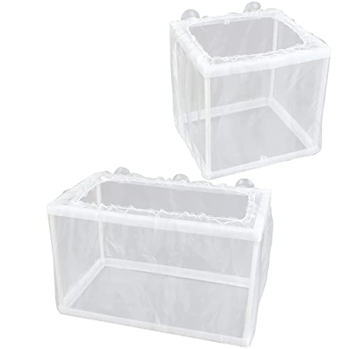 2 Stück Aquarium-Fischzüchterbox, Fischisolationsbox, Brutkasten, Juvenile Fische Laich-Inkubator, Wasserisolierung, Brutstätte mit Brutkasten und 10 Saugnäpfen (klein, groß) von YYS SJMJ