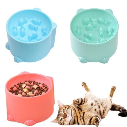 3 Stück Anti Schling Napf Katze, Futternapf Katze, Schleckmatte Katze Nassfutter, Slow Feeder Katze Nassfutter, Slow Feeder Für Katzen Und Kleine Hunde(13×9 cm) von YYUEZHI