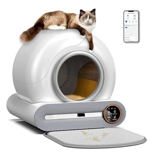 Automatisch Selbstreinigende Katzentoilette,WLAN-fähig mit Smart-App-Überwachung,Self Cleaning Cat Litter Box mit Müllsäcken/Matten,Hygiene Komfort für Ihre Katzenfreundin,White von YYUINU