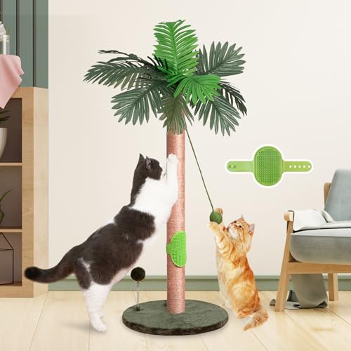 Katzenkratzbaum 83.8 cm Hoch Kratzbäume für Indoor Katzen Erwachsene Kratzbaum mit Sisalseil, Hängender Ball und Federball Niedliche Kätzchen Katzenkratzer für Indoor-Katzen von YYXISM