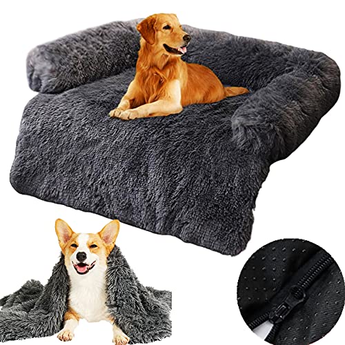 Sofaschutz Hund, Hundebett L XL XXL Hundebett Abwaschbar Hundedecke Couch Flauschig Weich Kuschelig Hundebetten Couchkissen, Hundebett für Grosse Mittelgroße Kleine Hunde/Katzen,115cm von YZBBSH