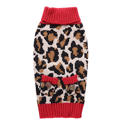 YZBear Haustier-Strickjacke Winter-Herbst-warme Kleidung Kleine Hundekatze-Leopard-Kleidung Welpen-Kleid-Mantel von YZBear