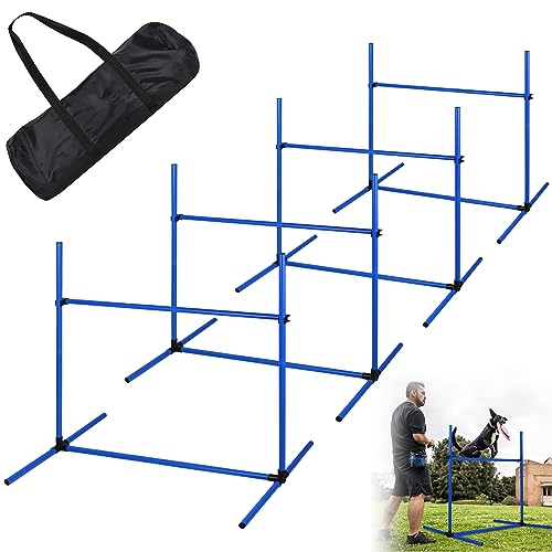 YZNAHRE 4-TLG. Hunde Agility Set Training für Haustiere, Hundetrainingsset, Höhenverstellbar, Inklusive Tasche, Leicht zu tragen, Hundesport, Blau von YZNAHRE