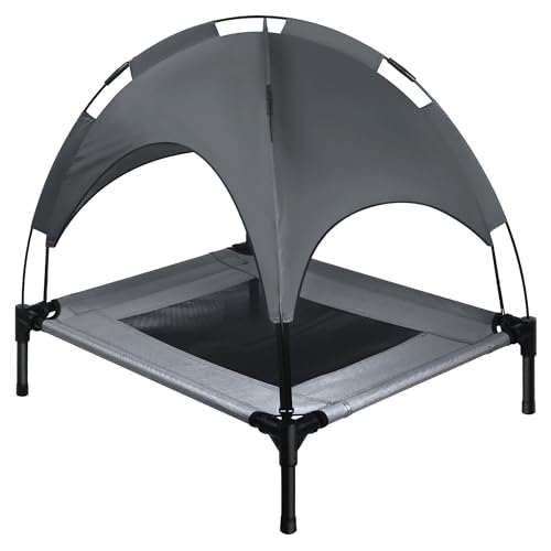 Yznahre Hundebett mit Baldachin, Haustierbett, Erhöhtes Hundebett, Hundeliege Outdoor mit Dach, Haustier Liegeplatz draußen, Hundesofa Schlafplatz Katzenliege für Indoor & Outdoor - 76 x 61 x 76 cm von YZNAHRE