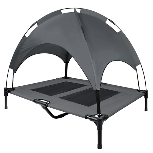 Yznahre Hundebett mit Baldachin, Haustierbett, Erhöhtes Hundebett, Hundeliege Outdoor mit Dach, Haustier Liegeplatz draußen, Hundesofa Schlafplatz Katzenliege für Indoor & Outdoor - 92 x 76 x 92 cm von YZNAHRE