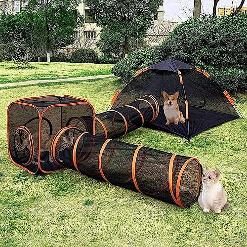 Pop Up Pet Tent, Outdoor Cat Tent, Portable Cat Playpen with Tunnel, Pop Up Pet Playpen Folding Enclosure Playpens Outside Habitat, Portable Outdoor Enclosure for Kitten, Puppy von YZRDCXM