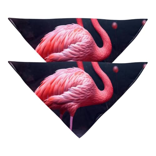 Hundehalstuch, Zubehör für kleine, mittelgroße und große Haustiere, Hunde und Katzen, 2 Stück, bunte Tier-Flamingo-Illustration, Hundeschal von YZUOUZY