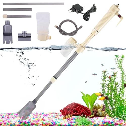 Mulmsauger Aquarium Elektrisch, 4 in 1 Aquarium-Reinigung Sand Filter,Aquarium Reinigungsset für Aquarien Algen Kies Schmutz Reinigung Wasserwechsel Aquarium Kit (Yellow) von Yaasier