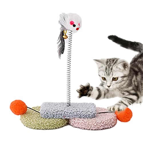 Yabauuop Katzenkratzbrett mit Spielzeug, Kratzspielzeug aus Pappe - Kratzfeste Krallenschleifmatte mit Mausspiel-Federspielzeug - Katzenspielzeug zur Freisetzung natürlicher Jagd- und Jagdinstinkte von Yabauuop