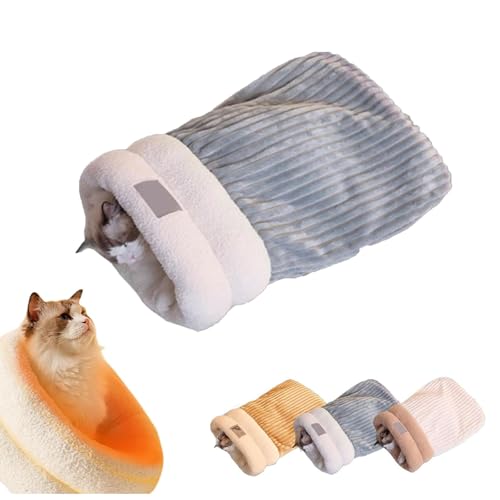 Yacriso Katzen-Winterschlafsack, Katzenschlafsack für Hauskatzen, weicher Plüsch, großer Katzensack, selbstwärmendes Katzenbett für den Innenbereich, 360°-Wicklung, bequemer, waschbarer (L,Blue) von Yacriso