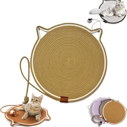 Celery Pets Dual Scratching Pad, Scratching Pads for Indoor Cats, Celery Pets Pad, Cat Scratching mat Natural Cotton Rope Cat Scratching Pad, Large Size Cat Bed Cat Scratching Pad (Khaki,16in) von Yaepoip