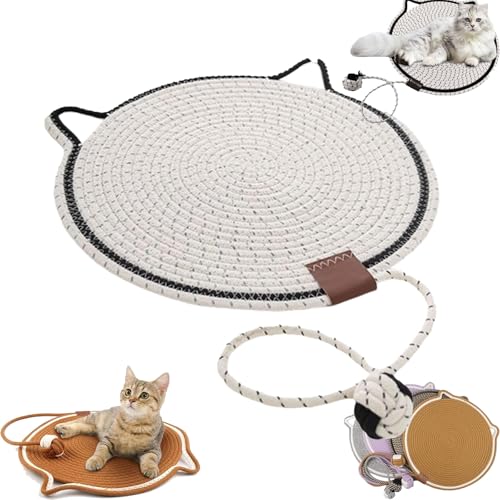 Celery Pets Dual Scratching Pad, Scratching Pads for Indoor Cats, Celery Pets Pad, Cat Scratching mat Natural Cotton Rope Cat Scratching Pad, Large Size Cat Bed Cat Scratching Pad (White,16in) von Yaepoip