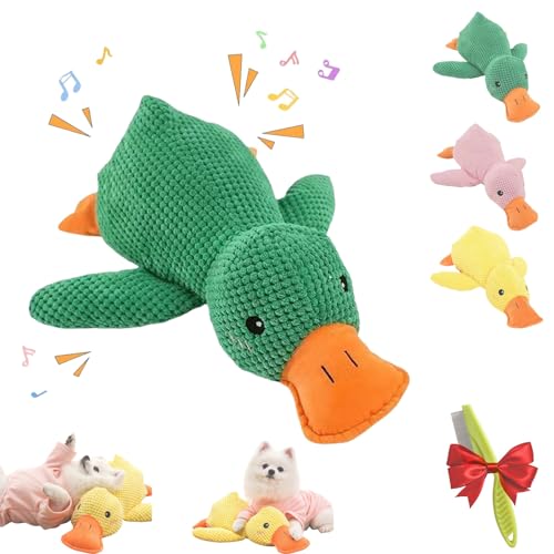 2025 Mellow Calming Duck Toy for Dogs, Anti Stress Duck Dog Paw Stars, Durable Cuddly Toy with Squeaky Function and Paw Star Design, Soft Puppy Toy for Small Medium Large Dogs, 45 x 38 cm(Green) von Yagerod