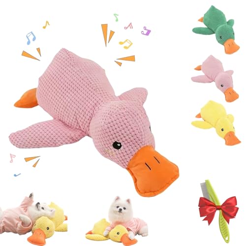 2025 Mellow Calming Duck Toy for Dogs, Anti Stress Duck Dog Paw Stars, Durable Cuddly Toy with Squeaky Function and Paw Star Design, Soft Puppy Toy for Small Medium Large Dogs, 45 x 38 cm(PINK) von Yagerod