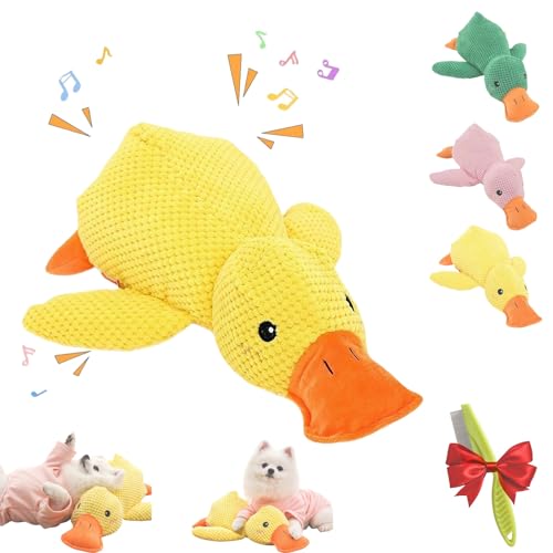 2025 Mellow Calming Duck Toy for Dogs, Anti Stress Duck Dog Paw Stars, Durable Cuddly Toy with Squeaky Function and Paw Star Design, Soft Puppy Toy for Small Medium Large Dogs, 45 x 38 cm(Yellow) von Yagerod