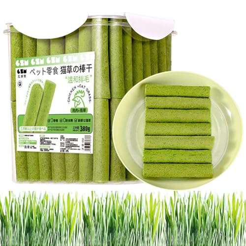 Berdexa Cat Grass Teething Stick, Natural Cat Grass Sticks, Cat Grass Chew Sticks, Cat Dental Sticks, Cat Chew Toy, Cat Grass Sticks for Hairball Removal (60pcs) von Yagerod