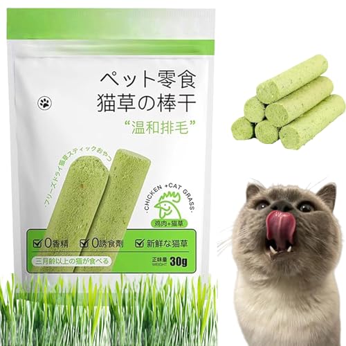 Berdexa Cat Grass Teething Stick, Natural Cat Grass Sticks, Cat Grass Chew Sticks, Cat Dental Sticks, Cat Chew Toy, Cat Grass Sticks for Hairball Removal (6pcs) von Yagerod