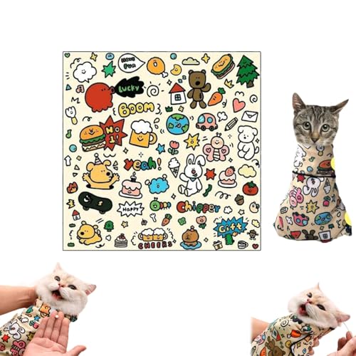 Cat Grooming Wrap, Cat Wrap for Cutting Nails, Self-Adherent Restraint Wrap, Calming Wrap for Medicine, Anti-Scratch, Anti-Bite, Anti-Escape, Multifunctional Pet Tool (A, 35 * 35cm) von Yagerod