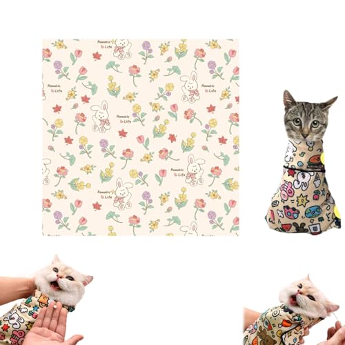 Cat Grooming Wrap, Cat Wrap for Cutting Nails, Self-Adherent Restraint Wrap, Calming Wrap for Medicine, Anti-Scratch, Anti-Bite, Anti-Escape, Multifunctional Pet Tool (B, 35 * 35cm) von Yagerod