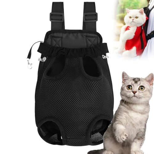 Furry Pawsy Carrier, Furry Pawsy Cat Carrier, Furry Pawsy Cat Backpack, Adjustable Pet Front Cat Dog Carrier Backpack Travel Bag for Hiking Cycling, for Small Medium Dogs Cats Puppies (Black, L) von Yagerod