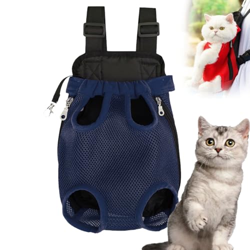 Furry Pawsy Carrier, Furry Pawsy Cat Carrier, Furry Pawsy Cat Backpack, Adjustable Pet Front Cat Dog Carrier Backpack Travel Bag for Hiking Cycling, for Small Medium Dogs Cats Puppies (Dark Blue, L) von Yagerod