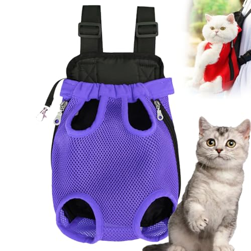 Furry Pawsy Carrier, Furry Pawsy Cat Carrier, Furry Pawsy Cat Backpack, Adjustable Pet Front Cat Dog Carrier Backpack Travel Bag for Hiking Cycling, for Small Medium Dogs Cats Puppies (Purple, L) von Yagerod