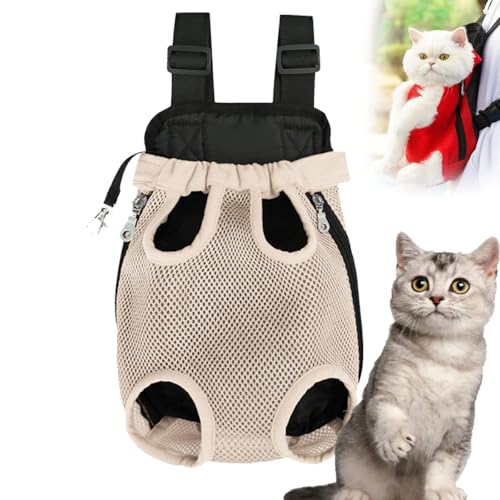 Furry Pawsy Carrier, Furry Pawsy Cat Carrier, Furry Pawsy Cat Backpack, Adjustable Pet Front Cat Dog Carrier Backpack Travel Bag for Hiking Cycling, for Small Medium Dogs Cats Puppies (apricot, L) von Yagerod