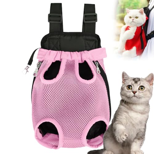 Furry Pawsy Carrier, Furry Pawsy Cat Carrier, Furry Pawsy Cat Backpack, Adjustable Pet Front Cat Dog Carrier Backpack Travel Bag for Hiking Cycling, for Small Medium Dogs Cats Puppies (pink, L) von Yagerod