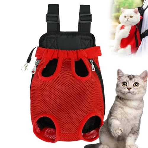 Furry Pawsy Carrier, Furry Pawsy Cat Carrier, Furry Pawsy Cat Backpack, Adjustable Pet Front Cat Dog Carrier Backpack Travel Bag for Hiking Cycling, for Small Medium Dogs Cats Puppies (red, L) von Yagerod