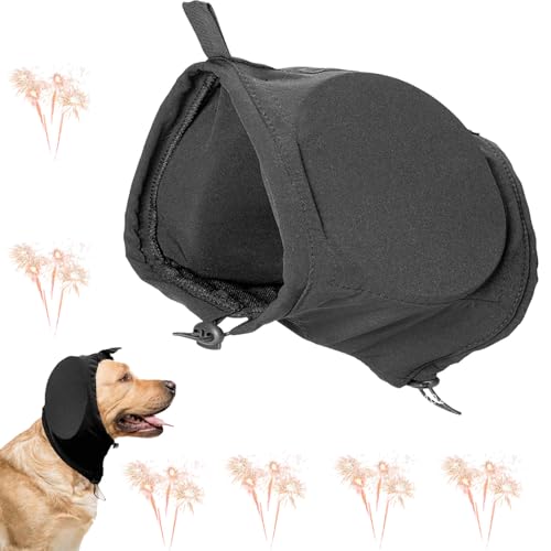 GehöRschutz FüR Hunde, Hund LäRmschutz Feuerwerk, OhrenschüTzer FüR Kleine Hunde, Dog Calming Earmuffs, Hunde Ohrenschutz Gegen LäRm,Dog Coat with Earmuffs (L, Black) von Yagerod