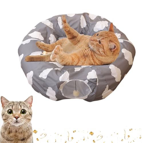 Kattentunnel kerstboomrok, kattentunnelbed Onder de kerstboom, opvouwbaar multifunctioneel kerstboomkattenbed, kerstkattentunnel, geschikt voor Grote, middelgrote en kleine katten (E) von Yagerod