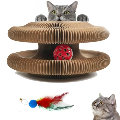 Yagerod Kitten Curl, Kitten Curl-Spielzeug, einziehbares Kitten-Kurls-Katzenspielzeug, recycelbar und langlebig, interaktives Kratzbrett-Katzenspielzeug mit Spielzeugglockenball (1PC) von Yagerod