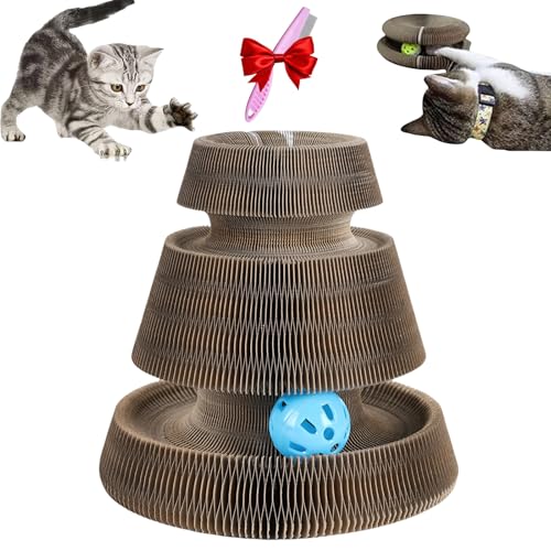 Kitty Kurlz Cat Toy, Reversible Infinity Kitty Kurlz Toy, Kitty Curls Cat Toy, Magic Organ Cat Scratching Board Kurlz Toy, Cat Accordion Toy with Ball, Nteractive Scratch Pad Cat Toy(Cone) von Yagerod