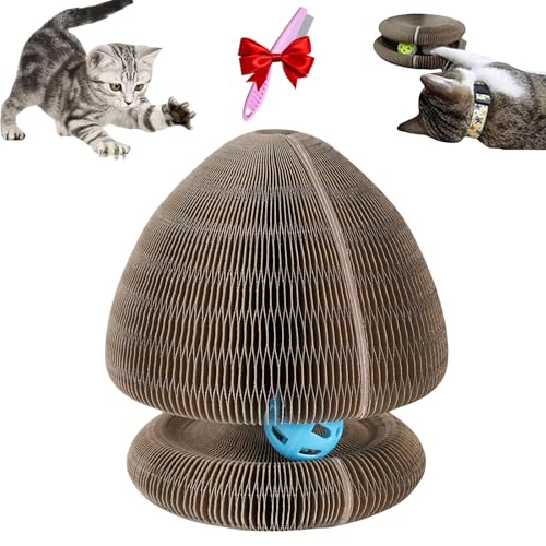 Kitty Kurlz Cat Toy, Reversible Infinity Kitty Kurlz Toy, Kitty Curls Cat Toy, Magic Organ Cat Scratching Board Kurlz Toy, Cat Accordion Toy with Ball, Nteractive Scratch Pad Cat Toy(Mushroom) von Yagerod