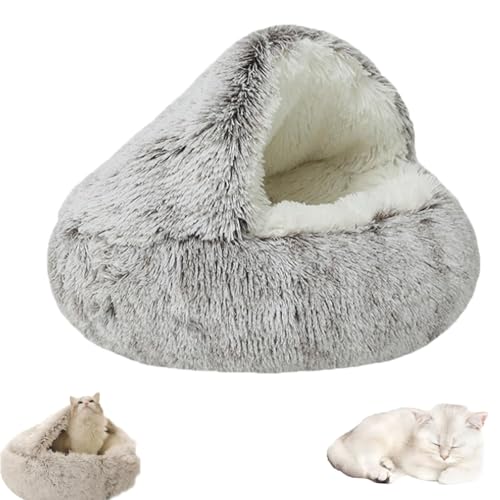 Lapcatz Nestbett, Lapcatz Bett, Pursnug Bettnest, halbgeschlossenes Haustiernest, abnehmbarer, waschbarer, rutschfester Boden, für Katzenhöhlen im Haus und beruhigende Hundebetten (coffee, 15.7in) von Yagerod