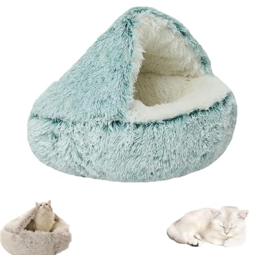 Lapcatz Nestbett, Lapcatz Bett, Pursnug Bettnest, halbgeschlossenes Haustiernest, abnehmbarer, waschbarer, rutschfester Boden, für Katzenhöhlen im Haus und beruhigende Hundebetten (green, 15.7in) von Yagerod