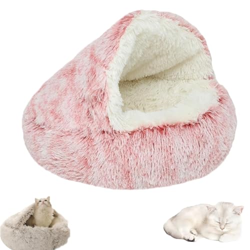 Lapcatz Nestbett, Lapcatz Bett, Pursnug Bettnest, halbgeschlossenes Haustiernest, abnehmbarer, waschbarer, rutschfester Boden, für Katzenhöhlen im Haus und beruhigende Hundebetten (pink, 15.7in) von Yagerod