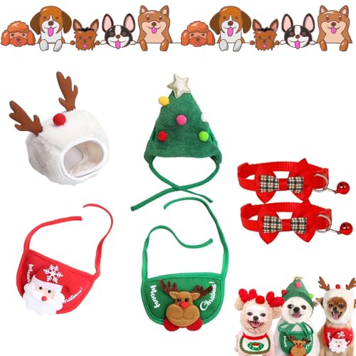 Neue entzückende Weihnachtsbaum-Pompon-Mütze, Weihnachtsmannmütze für Hunde von Celery Pets, Weihnachtsmütze aus grünem Samt für Hunde, Weihnachtsmütze von Lettuce Pets (A+B, Medium) von Yagerod