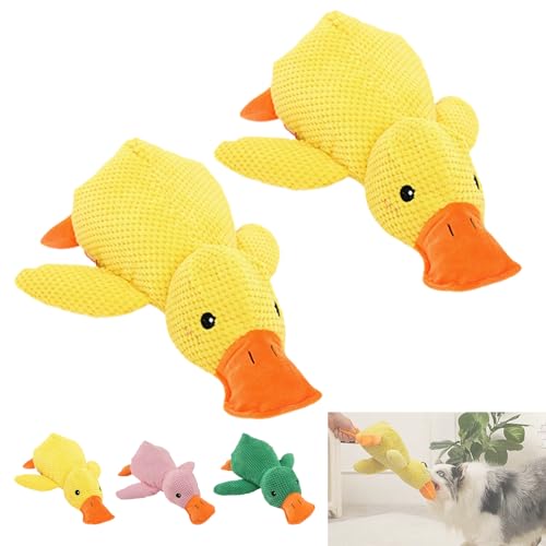 Noovelo Caiming Duck Toy, Calming Duck Dog Toy, Mellow Dog Calming Duck, Yellow Duck Dog Toy, Interactive Play, Firm, Soft, Crinkly, for Small to Large Dogs (A * 2) von Yagerod