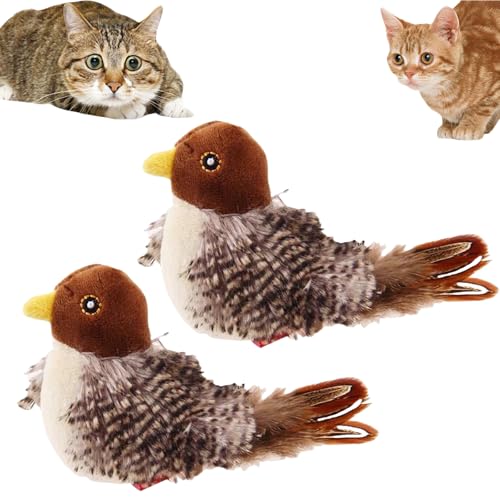 Yagerod Katzenspielzeug Vogel, Katzenspielzeug Simulierten Vogel, Katzenspielzeug Vogel Flattern, Katzenspielzeug - Simulierter Zwitschernder Vogel (2PCS) von Yagerod